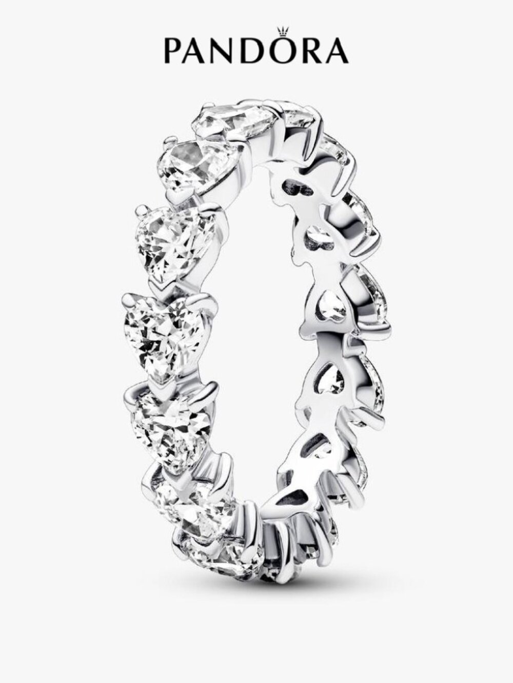 Pandora Band of Clear Hearts Ring